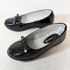 美品★Pansy パンジー レインテックス パンプス 防水 リボン EEE 幅広