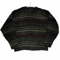 ハントクラブ ニットセーター 総柄 ボーダー ニット US古着 b92
