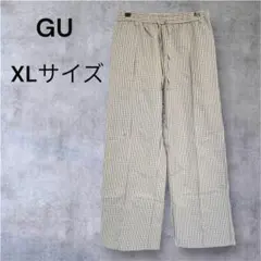 訳ありジーユーGU チェック柄 XLサイズ イージーパンツウェスト楽々ゴム大きめ