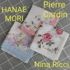 【ブランド】花柄レディースハンカチ3枚セット