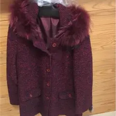 ウールコート ラビット ファー付き