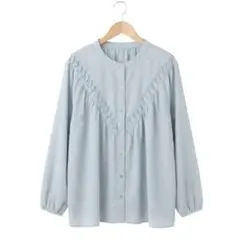 【美品】CLASSIC SINCERE 胸元フリル バンドカラー ブラウス Lのサムネイル