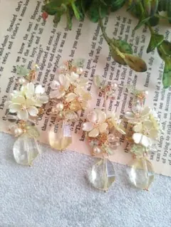 735★2ペア4個オリジナルチャーム、コネクター、アクリルフラワー、桜、リーフ