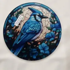 サンキャッチャー　青い鳥　ステンドグラス風