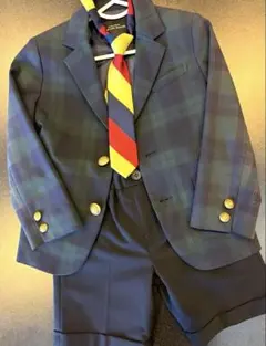 グリーンレーベル チェック柄フォーマルスーツ ネクタイ付き 115cmセレモニー