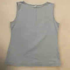 １回着用のみ UNIQLO ボートネックブルー ノースリーブ T Lサイズ