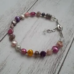 多色淡水パールブレスレット①