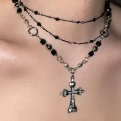 パンク ゴシック Y2K クロス 十字架 レイヤード ネックレス ユニセックス