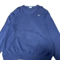 LACOSTE Vネックコットンニット ネイビー 8 XLのサムネイル
