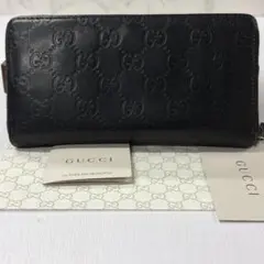 新品同様‼️ グッチ　GUCCI 財布　長財布　シマレザー　ラウンドファスナー