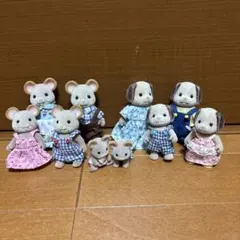 シルバニア　どんぐりねずみファミリーとビーグルイヌファミリー　ジャンク品