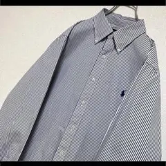 ラルフローレン BDシャツ 長袖 パープル ストライプ 紺ポニー刺繍 M相当