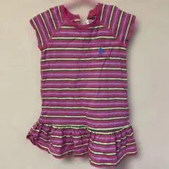 ポロラルフローレン　ストライプ柄フリルワンピース12M