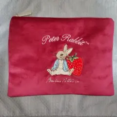 値下げ 新品 미사용 しまむら 青木美沙子 ピーターラビット 刺繍ポーチ 赤