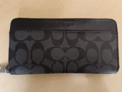 COACH コーチ 長財布 ラウンドジップ PVC レザー ブラック 黒