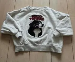 犬刺繍入りクリーム色トレーナー