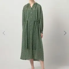 美品 Aquascutum 花柄 プリント シャツワンピース ロング Aライン
