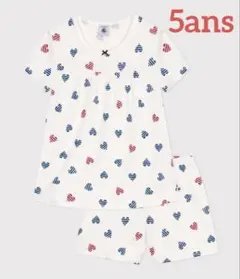 プチバトー 新品 未使用 半袖 パジャマ トリコロール ハート 5ans