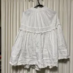 ホワイト フレアスカート レーストリム