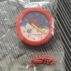 レトロ壁掛け時計風クリップキーホルダー／ハローキティ