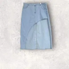 アシンメトリー カッティングヘム　デニムロングスカート　4XL 大きいサイズ　綿