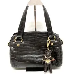 ダークブラウン クロコダイル風ハンドバッグ　⭐︎