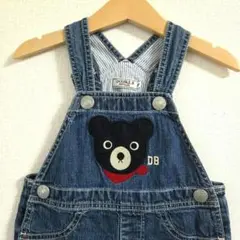 DOUBLE.B ミキハウス デニムオーバーオール クマ刺繍 70~80㌢のサムネイル