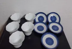 有田焼信山作小鉢カップ５個＆萬泉小皿５枚花柄計１０個セット昭和レトロ美品