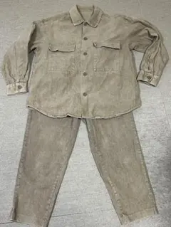 GUコーデュロイシャツとパンツセット ベージュ