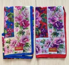 シール付き未使用　KENZO 花柄　ハンカチ　2枚セット　綿100%