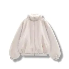 完売モデル❗️ZARA ふわふわ フェイクファー ボンバージャケット エクリュ