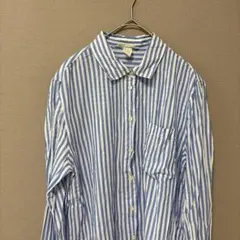 H&M ストライプシャツ(L)ホワイト＆ブルー　コットン100% カジュアル