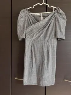 QIMENG ギンガムチェック 半袖ワンピース L