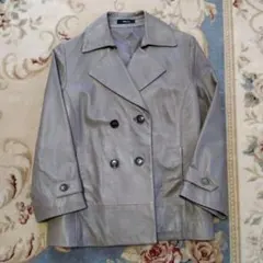 COMME CA ISM グレーレザー ジャケット羊革新品薄地で少し短くオシャレ