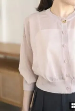 trefle+1　トレフルプラスワン ラメシアーカーディガン　ピンク