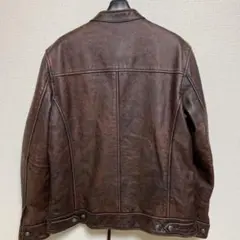 ブラウン 本革 シングルライダースジャケット