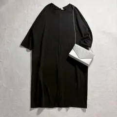 パステルリーフ/ロングワンピース/Vネック/ゆったり/シンプル/ポケット/3L