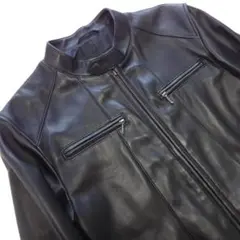 美品 BURBERRY BLACK LABEL 羊革レザー ライダースジャケット