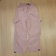 ピンク カーゴパンツ ドローコード付き