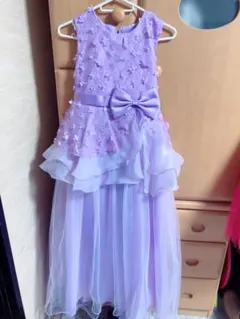 パープル フォーマルドレス フリル付き