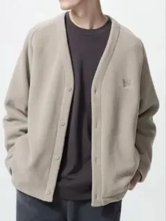 新品UNIQLO✖️NEEDLES フリースカーディガン Lサイズ ベージュ
