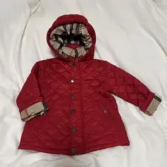 BURBERRY 赤 キルティングジャケット フード付き