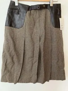 【新品】SCAPA スキャパ スカート 千鳥格子柄 羊革 44のサムネイル
