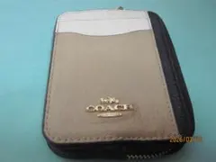 COACH　カラーブロック　ジップカードケース　定番：C1886
