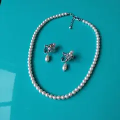 パール６ミリネックレスとイヤリングのセット