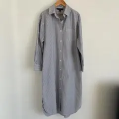 【お値下】バナナリパブリック　シャツワンピース ブルーストライプ Mサイズ相当