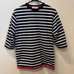 ÉDIFICE ストライプ 七分袖カットソー