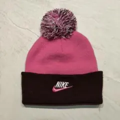 【古着】Nike ボンボンニット帽 ピンク・ブラウン