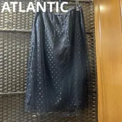 ATLANTIC ドット柄 黒 フレアスカート ロング