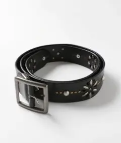 STUSSY スタッズ装飾 黒レザーベルト STUSSY スタッズ装飾 黒レザーベルト